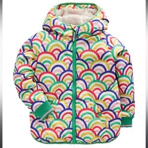 Mini Boden Rainbow Pattern Hooded Puffer Jacket